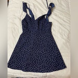 Navy blue polka dot dress!